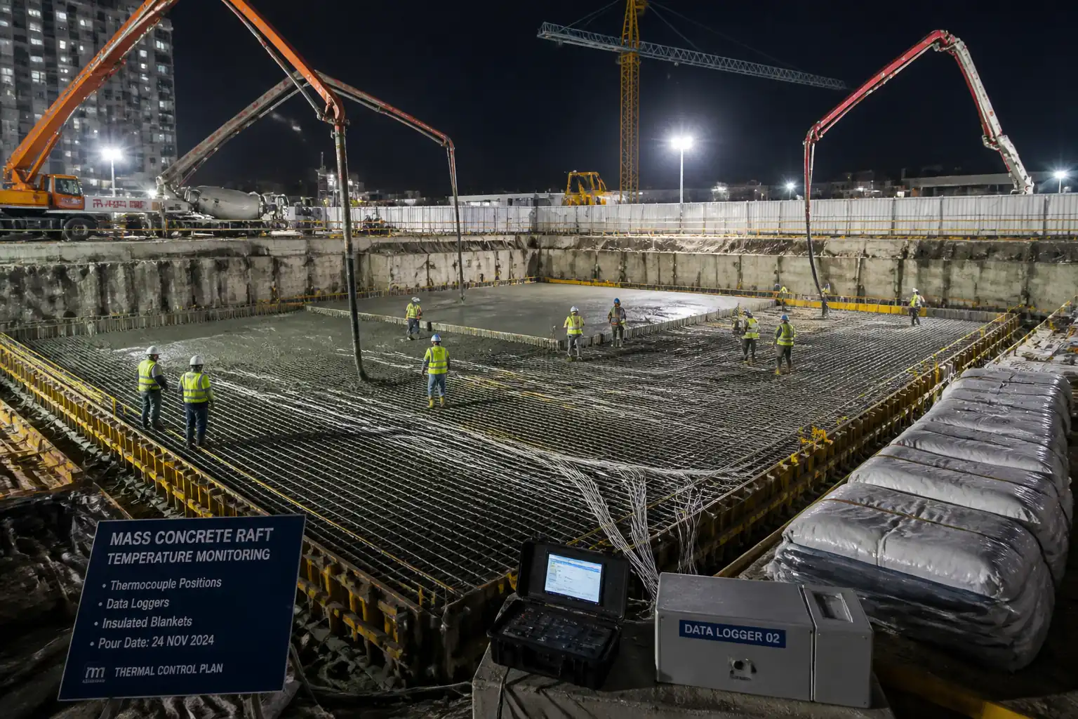 ITP – Mass Concrete Raft Foundation Pour (Blinding, Waterproofing, Reinforcement, Thermal Control)