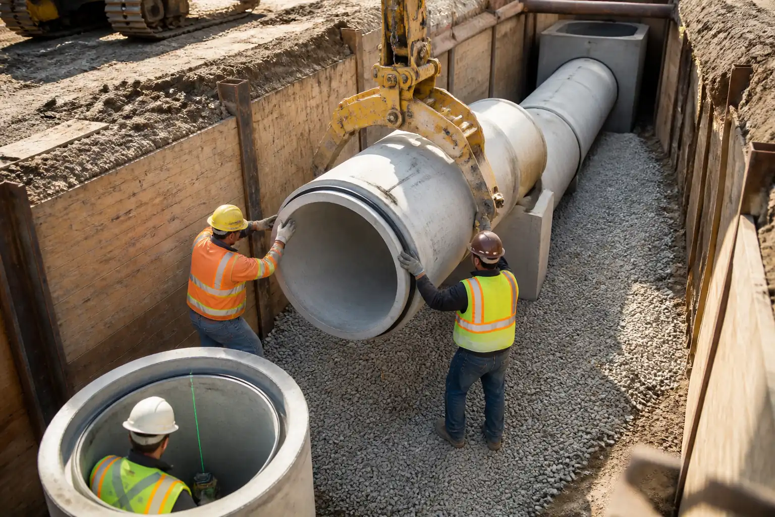 Method Statement: Excavation, Bedding, and Installation of Precast Concrete Stormwater Pipes with Shoring, Laser Alignment, Rubber Ring Joints, Surround Compaction, and Air Testing – Method Statement