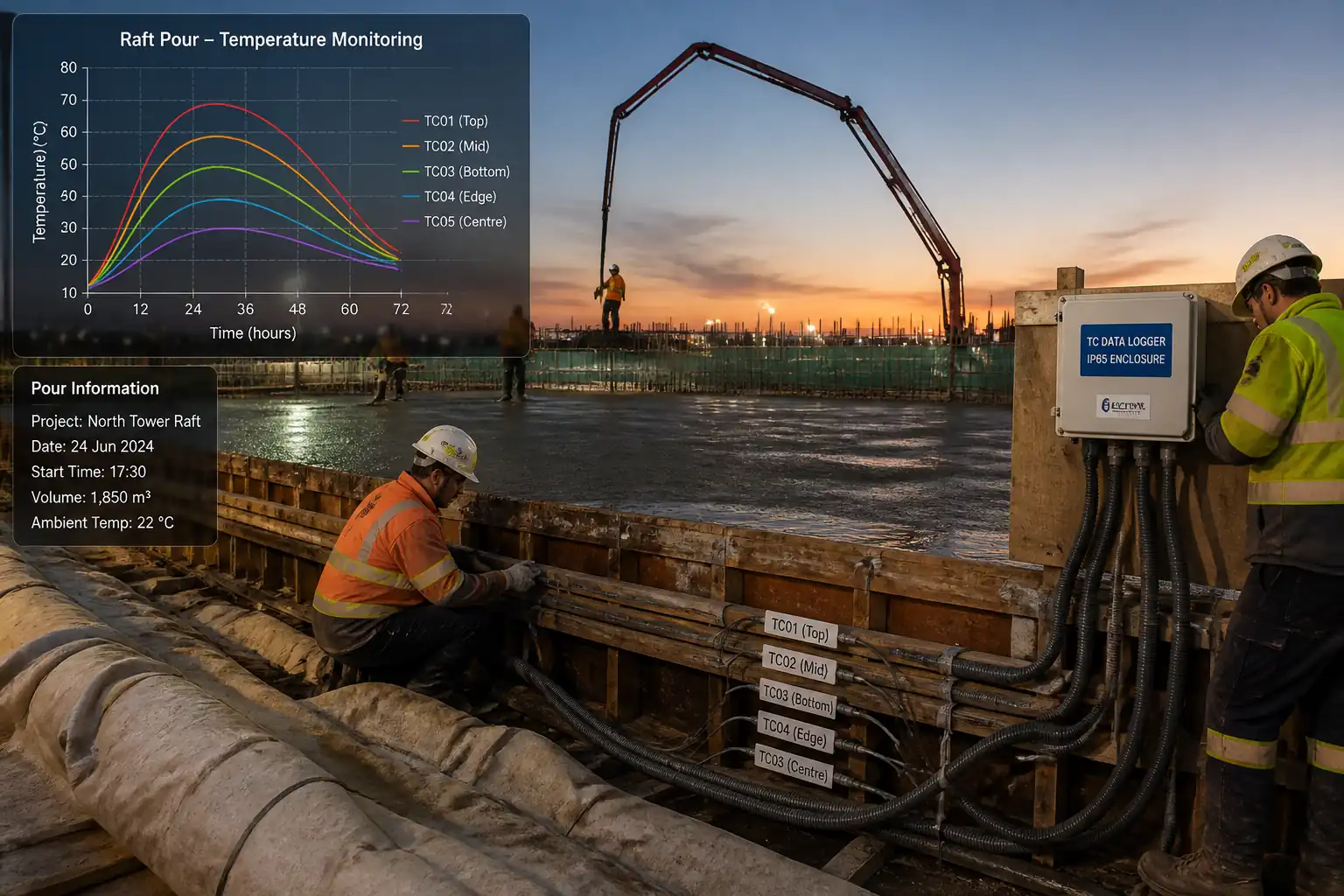 ITP: Thermocouple Installation and Thermal Monitoring for Mass Concrete