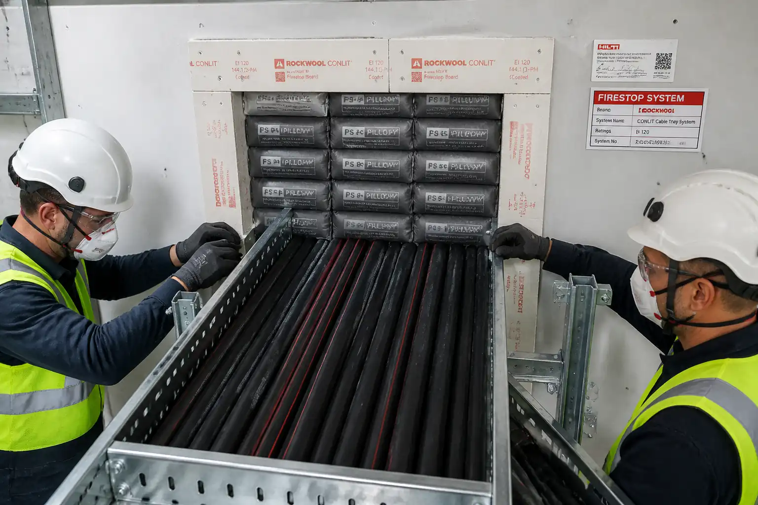 Method Statement – Firestopping of Cable Tray Penetrations Through Fire-Rated Walls (Intumescent Pillows or Board Systems) – Method Statement