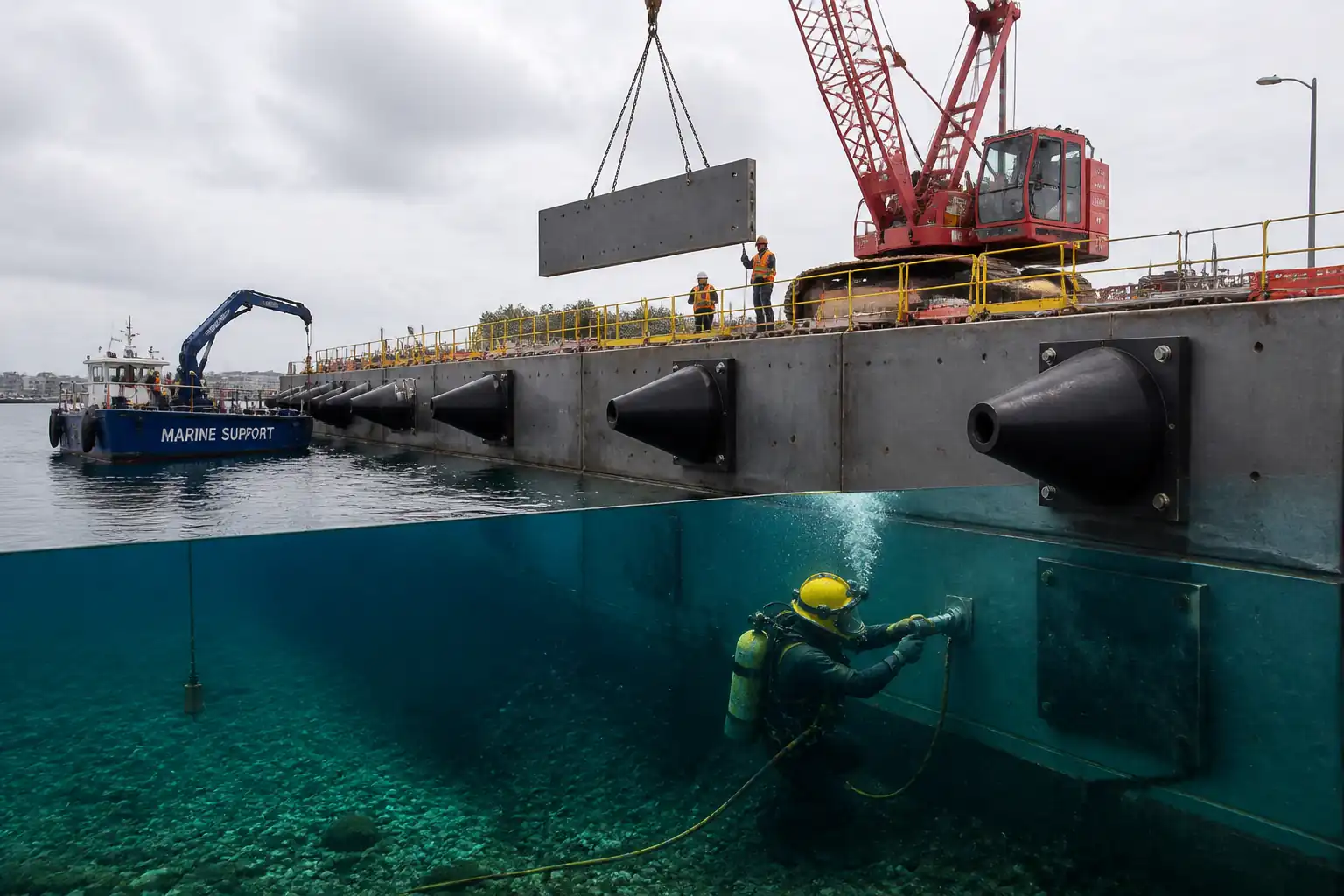 Method Statement: Installation of Rubber Fender System on Quay Wall (with Underwater Bolt Tightening, QA/QC, and Final Contact Test) – Method Statement