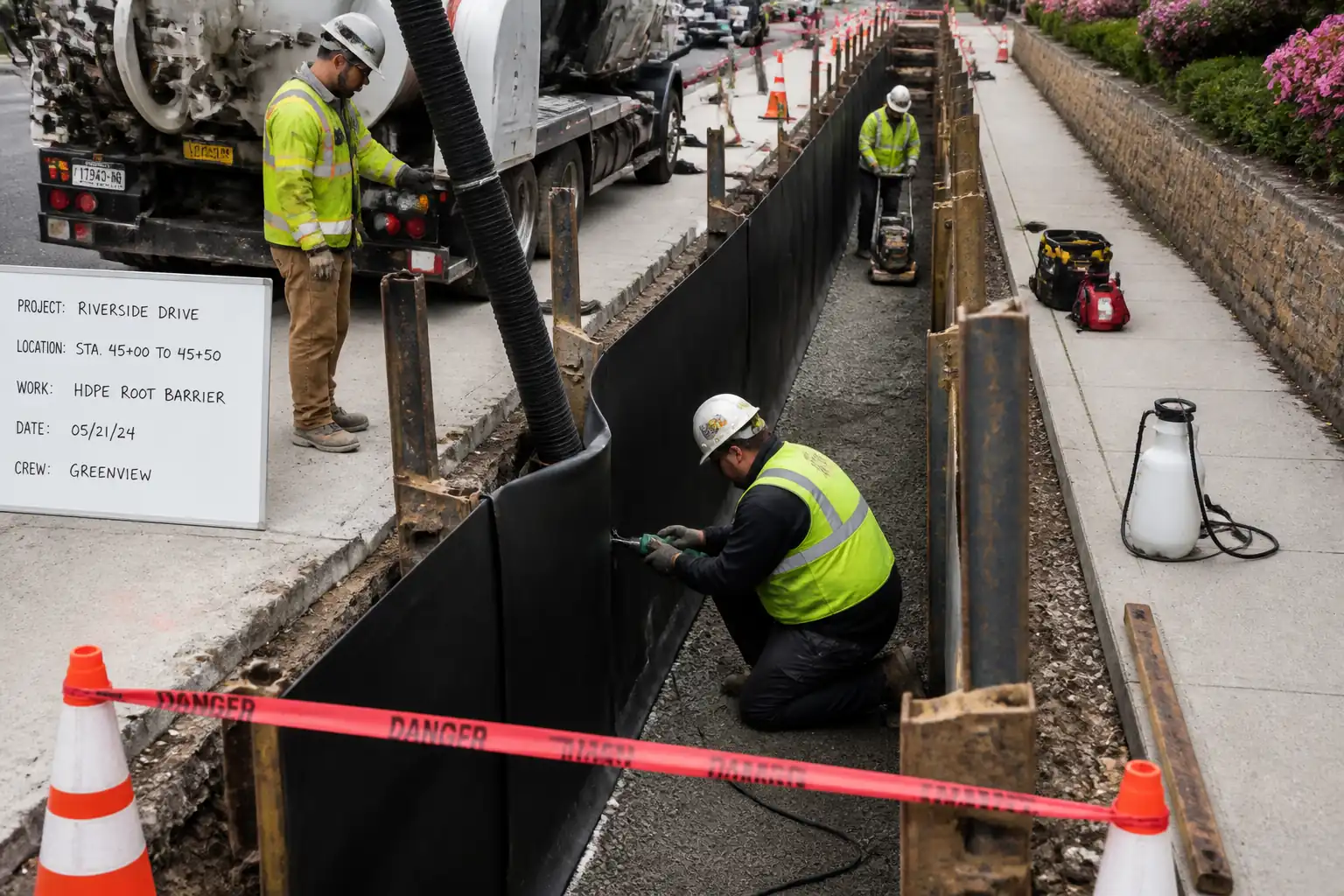 Method Statement – Installation of HDPE Root Barriers Adjacent to Pavements and Buried Services – Method Statement